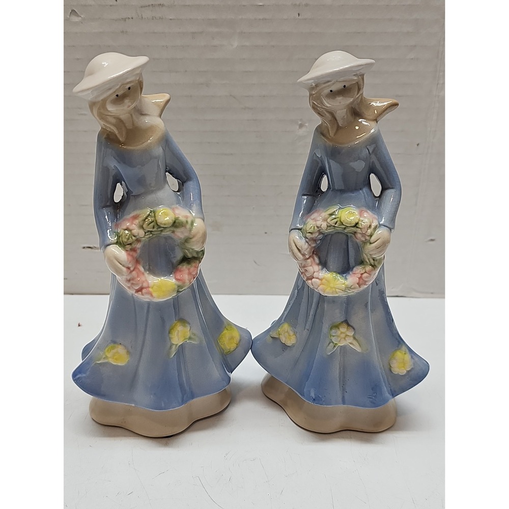 Greenbrier International Porcelain Young Lady with Wreath~6.75" High( X 2)